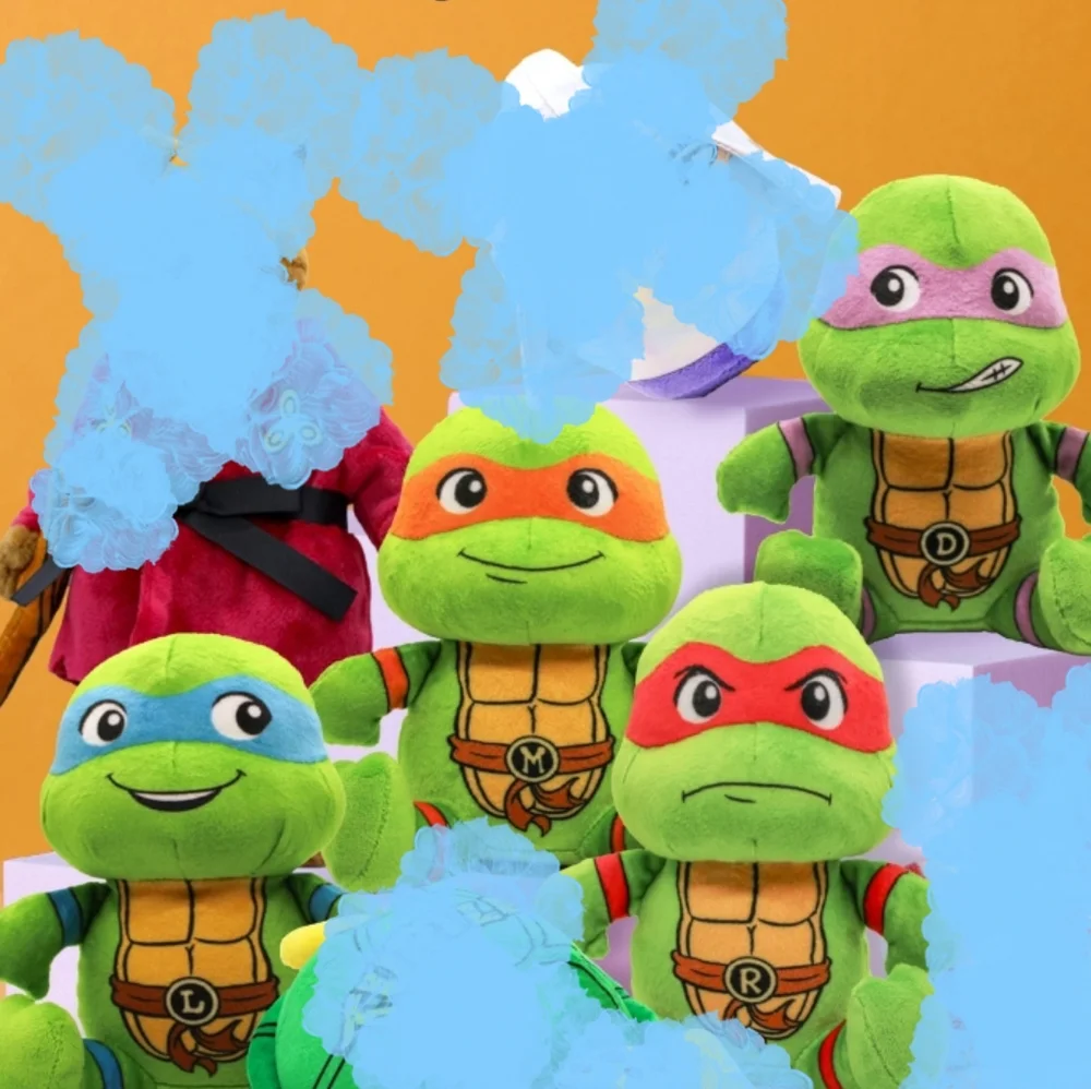 4 Ninja Turtle Plush Toy Set - Green and Multicolor Dog Set